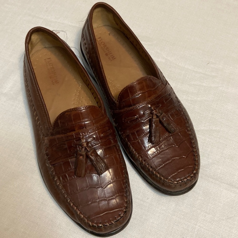 Florsheim Mens All Leather Crock Print Dress Shoes - Wide Width - size 9EEE